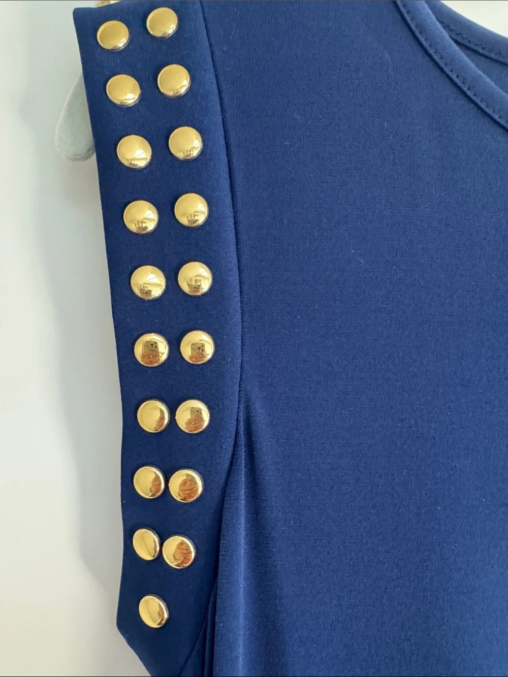 Michael Kors | Navy Midi Dress with Gold Stud Detail